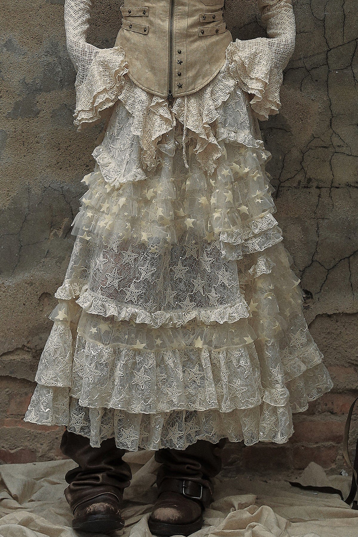 High-Waisted Multi-Layer Lace Cake Skirt