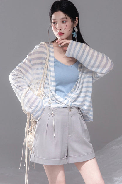 Fog Gray Wide-Leg Shorts