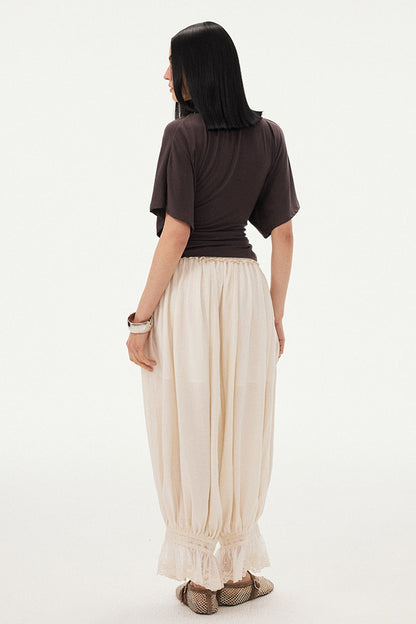 Beaded V Neck Batwing Blouse