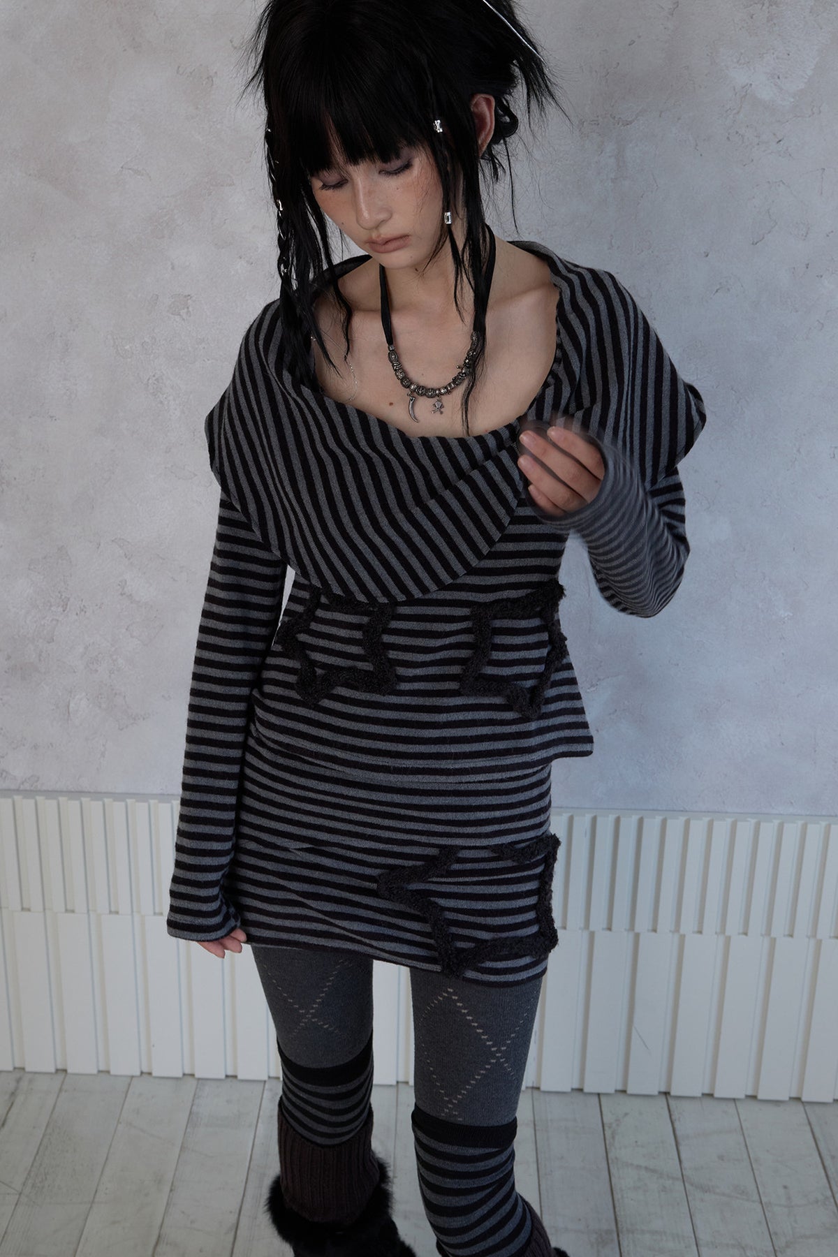 Striped Star Knit Top