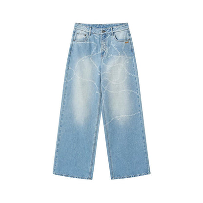 Wide-Leg Diamond Chain Jeans