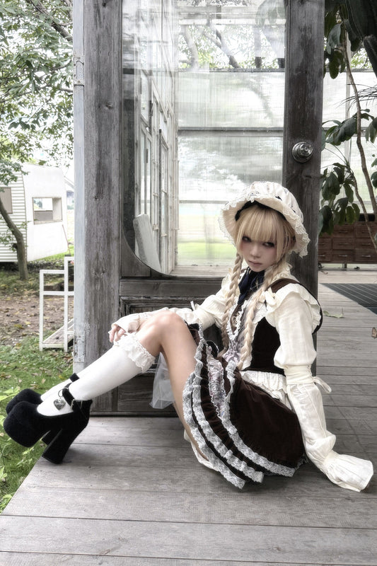 Brown Lace Fishbone Corset Vest Set-Up
