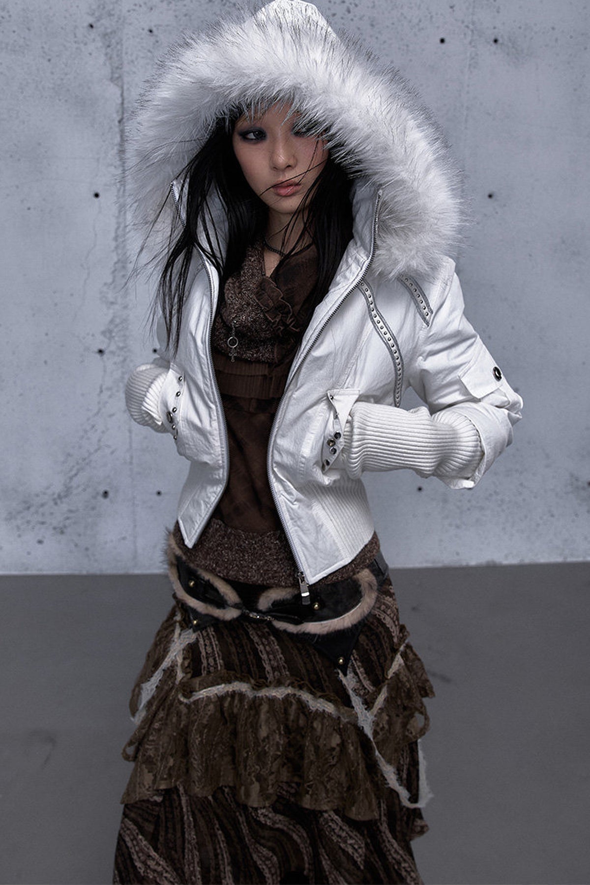Hooded Fur Collar Parka Outer