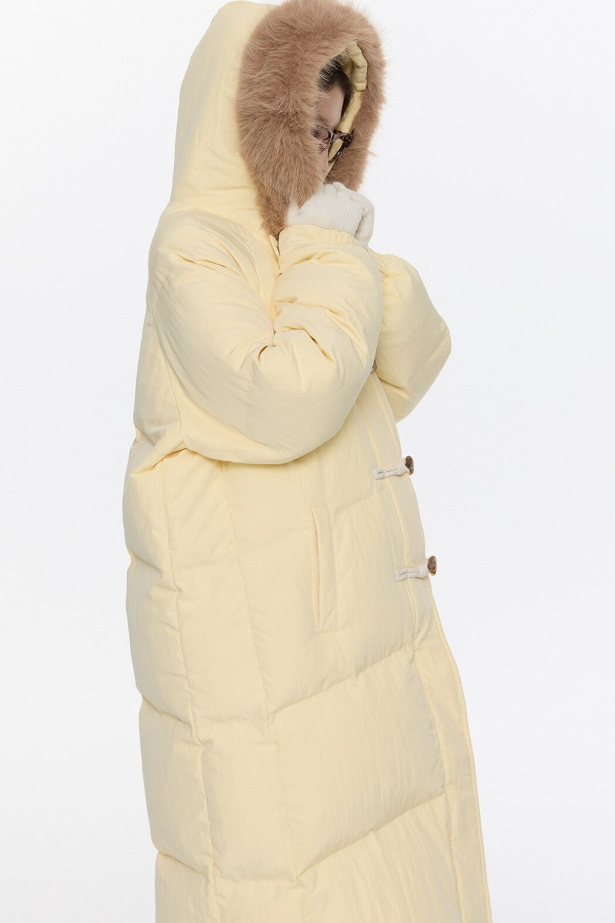 Cream Yellow Horn Button Down Coat