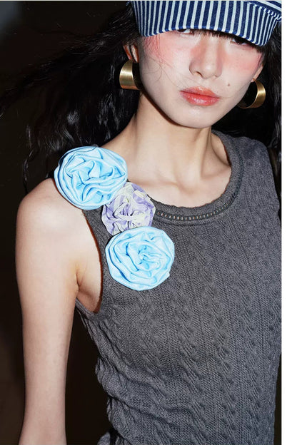 Floral Color-Block Knitted Camisole Top