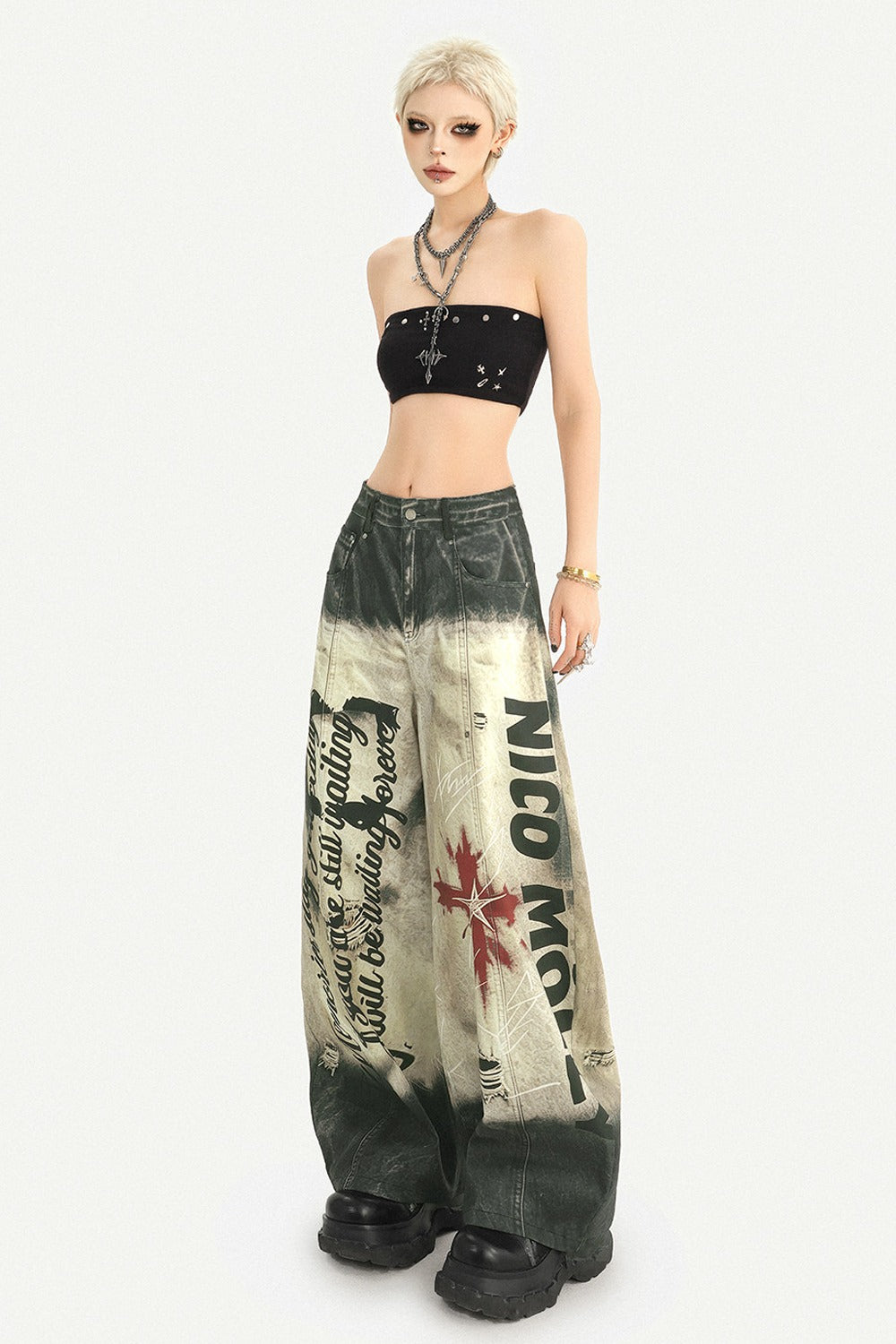 Graffiti Wide-Leg Jeans