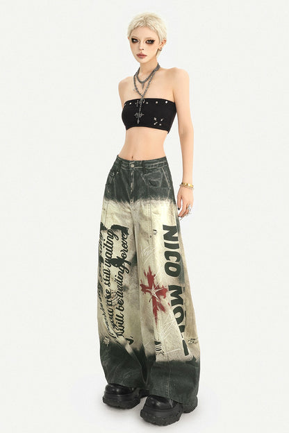 Graffiti Wide-Leg Jeans