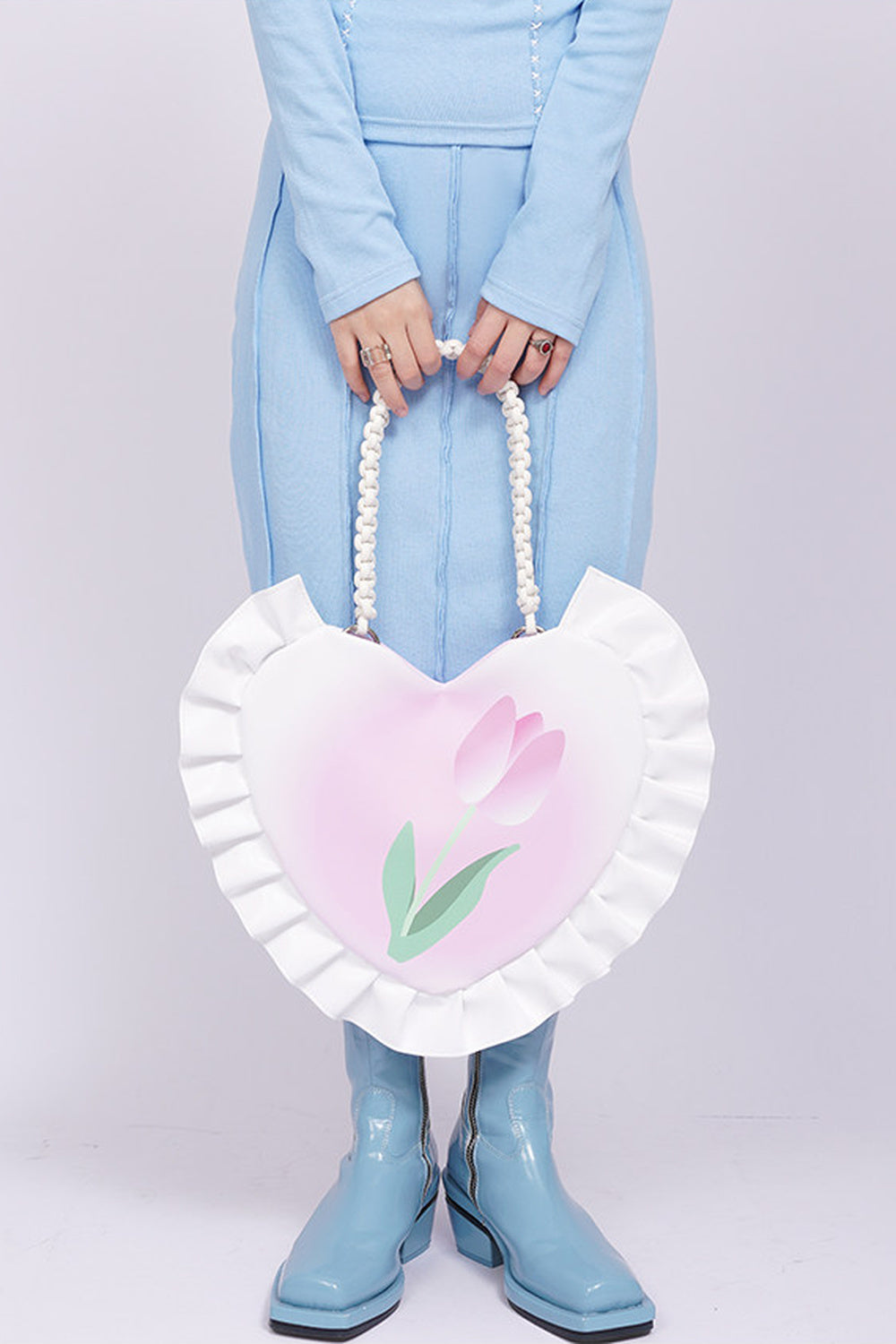 Tulip Heart Woven Crossbody Bag