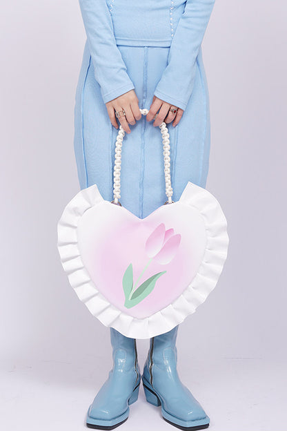 Tulip Heart Woven Crossbody Bag