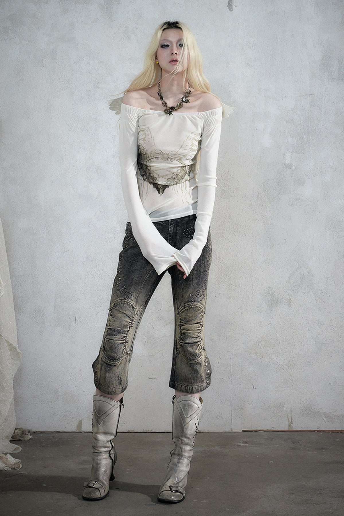 One-Shoulder Backless Velvet Knit Top