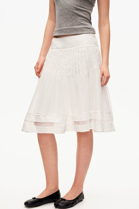 Tucker Pleated A-Line Skirt