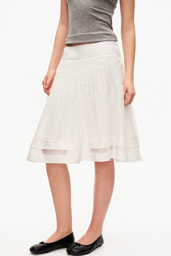 Tucker Pleated A-Line Skirt