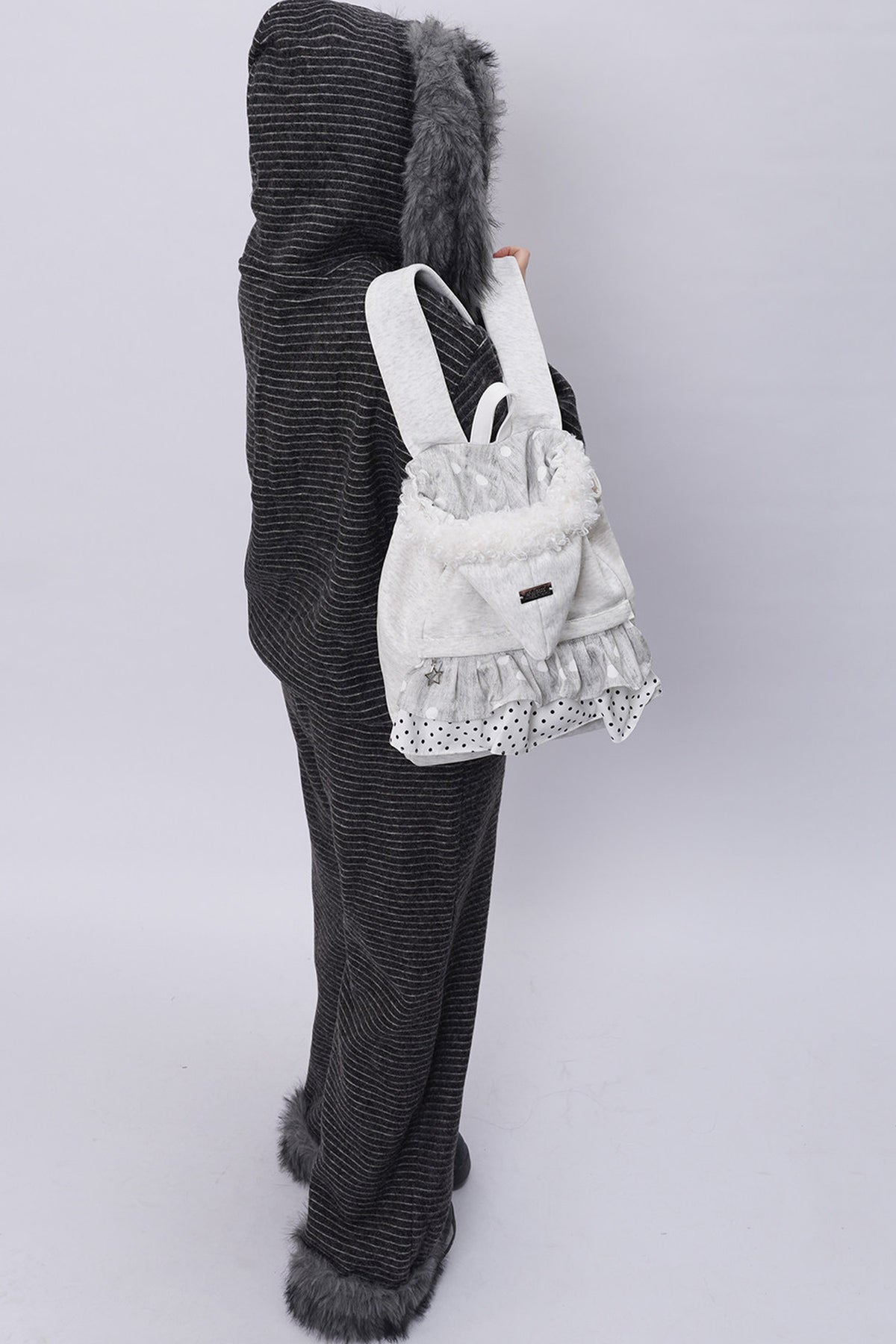 Furry Pleated Ballet Backpack