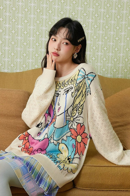 Reversible Wool Heart Knit Sweater