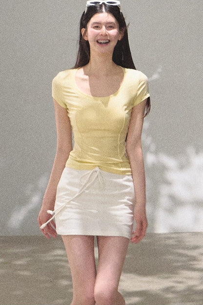 Bright Clouds Linen Skirt
