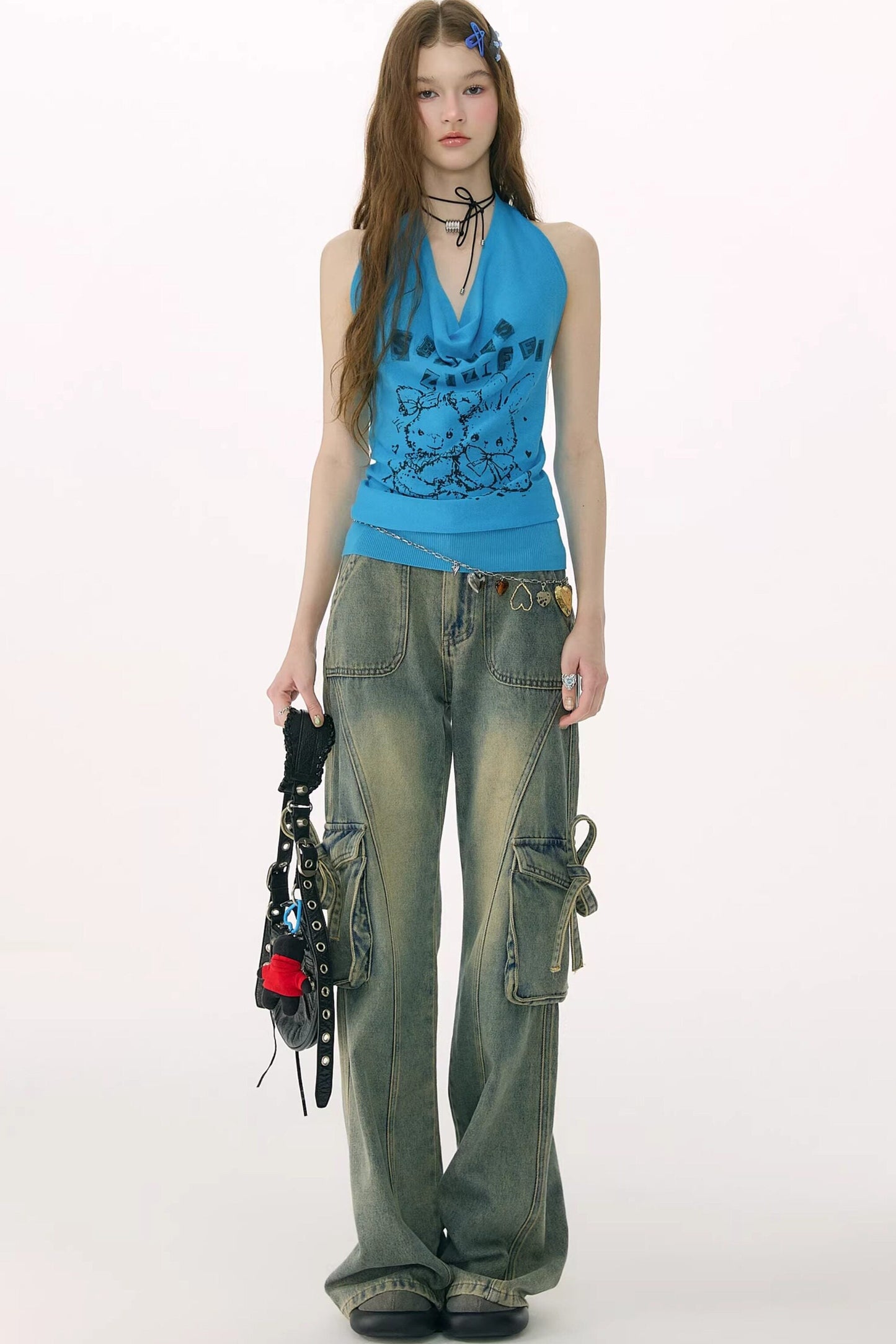 Blue Rabbit Flutter Top
