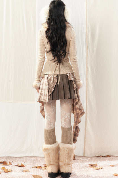 Women's Irregular Plaid Patchwork Trailing Skirt