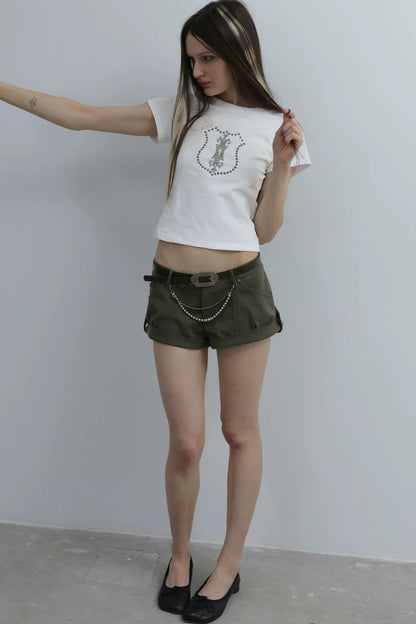 Y2K Rhinestone Cropped T-Shirt