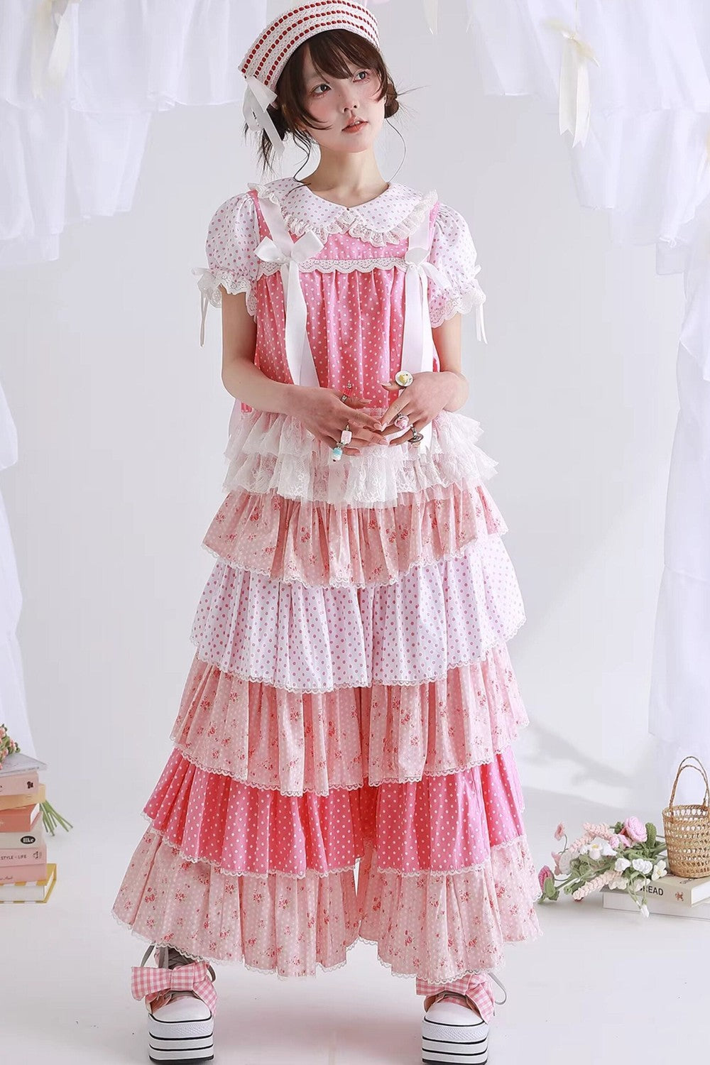 Vintage Pink Polka Dot Skirt Pants