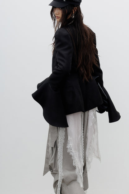Button-Decorated Bell-Sleeve Jacket