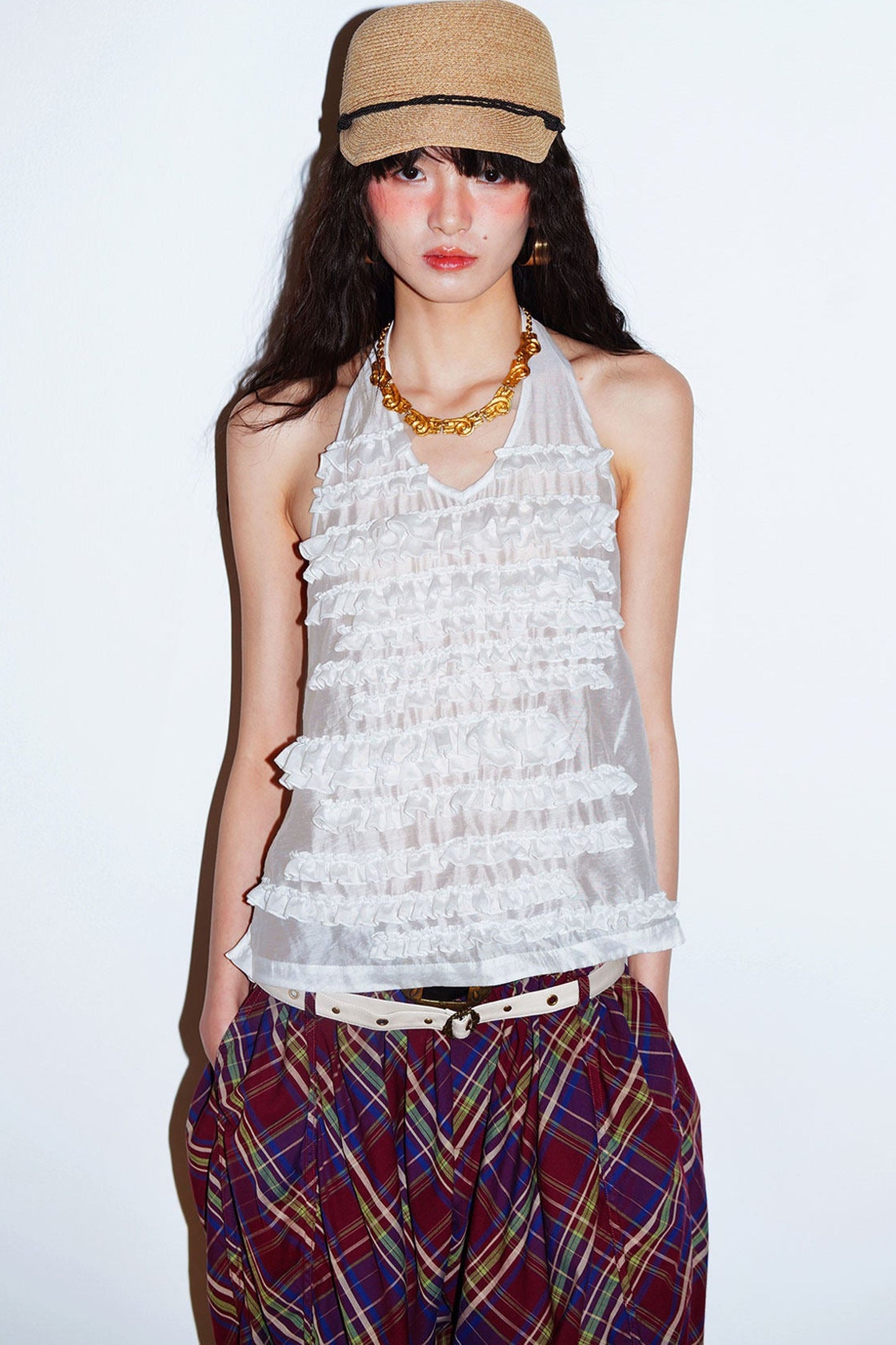 Lyocell Ruffle Halter Top