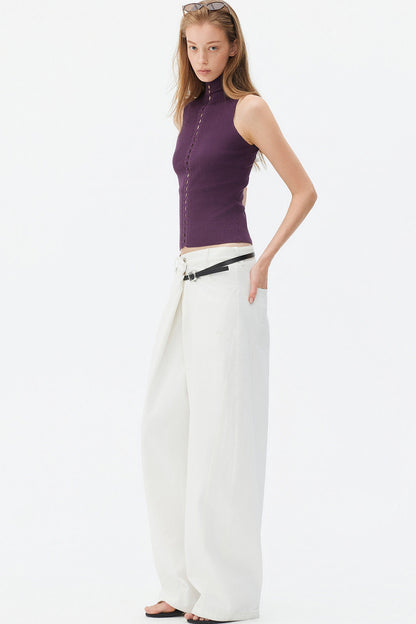 Gilet in maglia a coste in lyocell