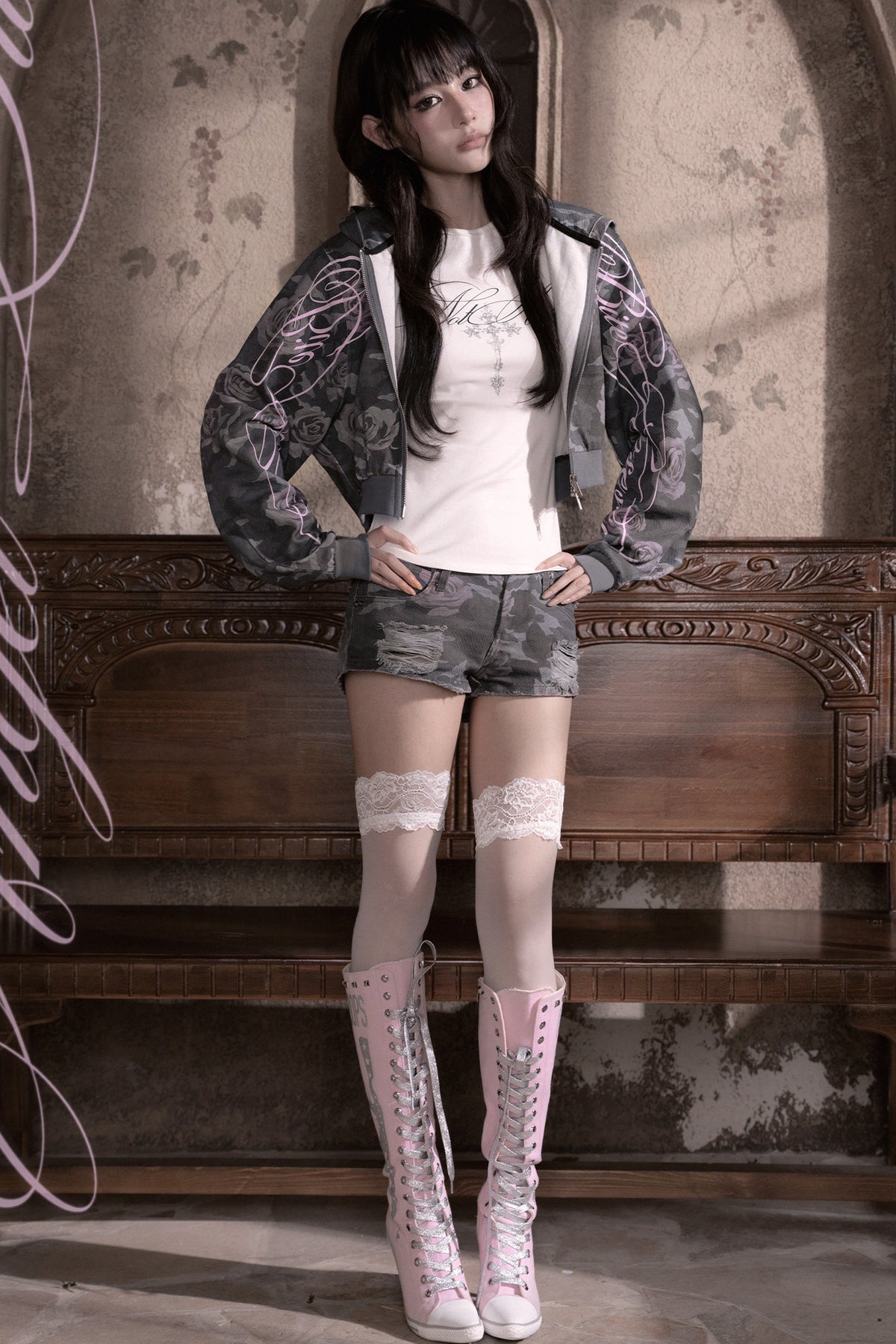 Rose Camouflage Denim Jacket