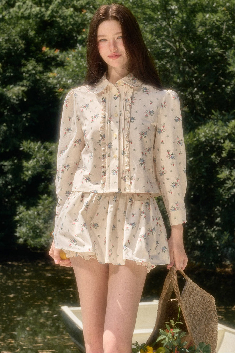 Floral Print Shirt and Culottes Set-Up