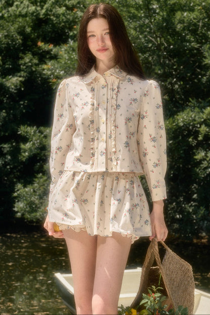 Floral Print Shirt and Culottes Set-Up