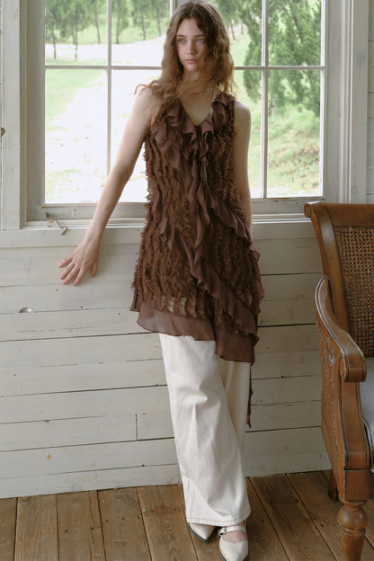 Asymmetrical Ruffle Chiffon Dress