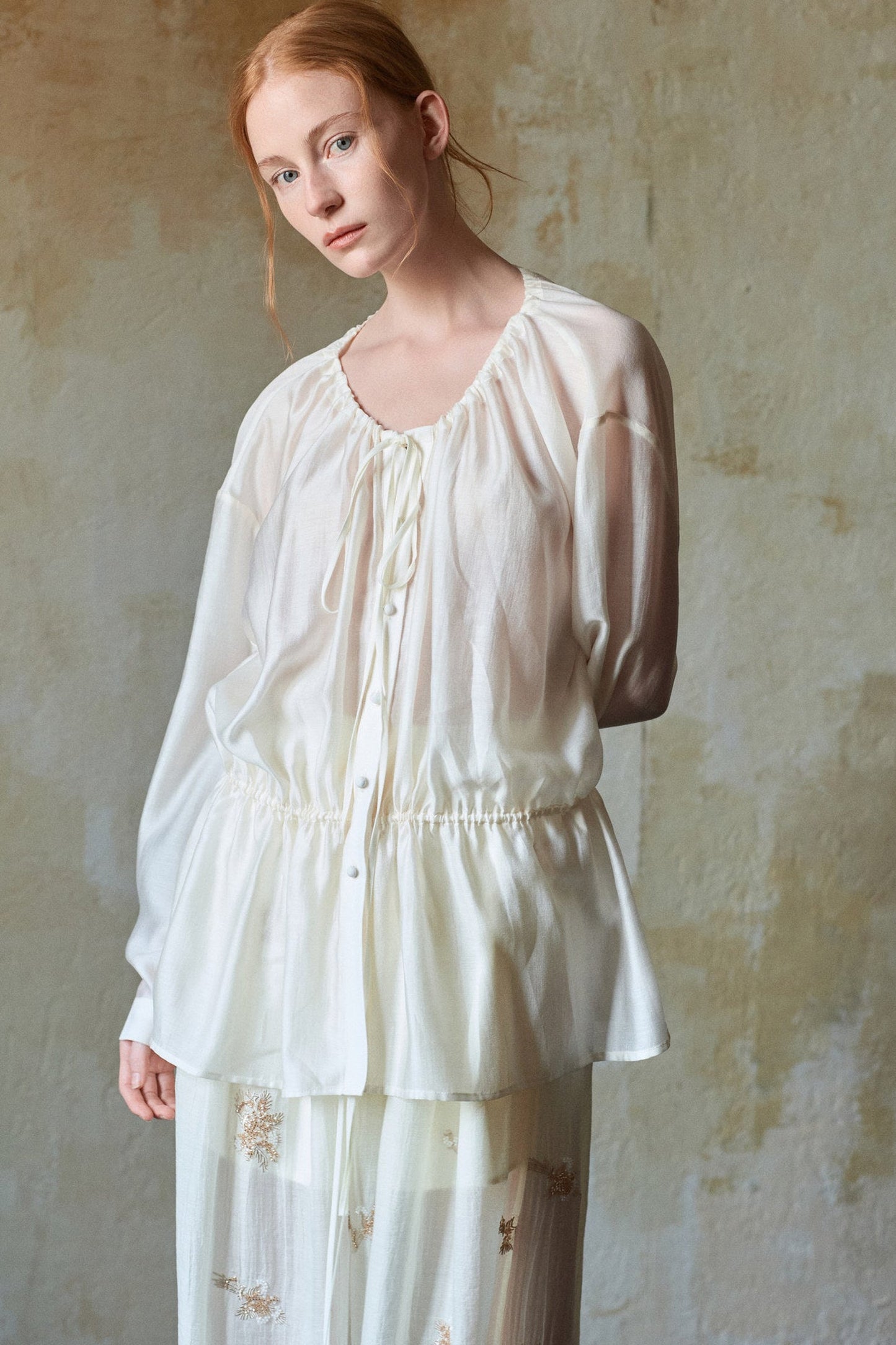 Tencel Acetate Off-White Blouse