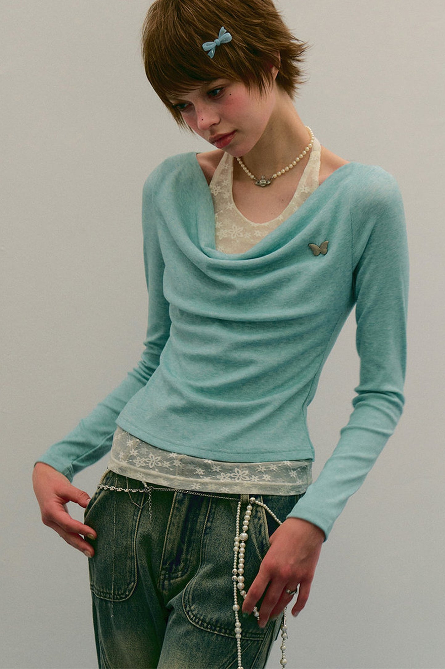 Mist Flutter Knit Top