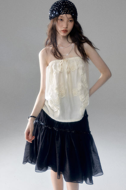 Tencel Acetate Bird Floral Top and Skirt Set-Up
