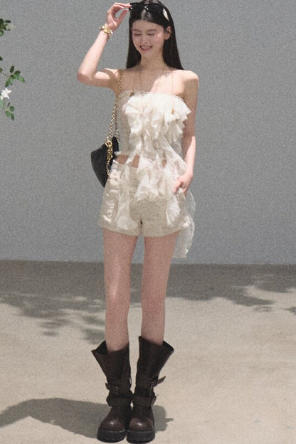Ruffle Lace Tube Top