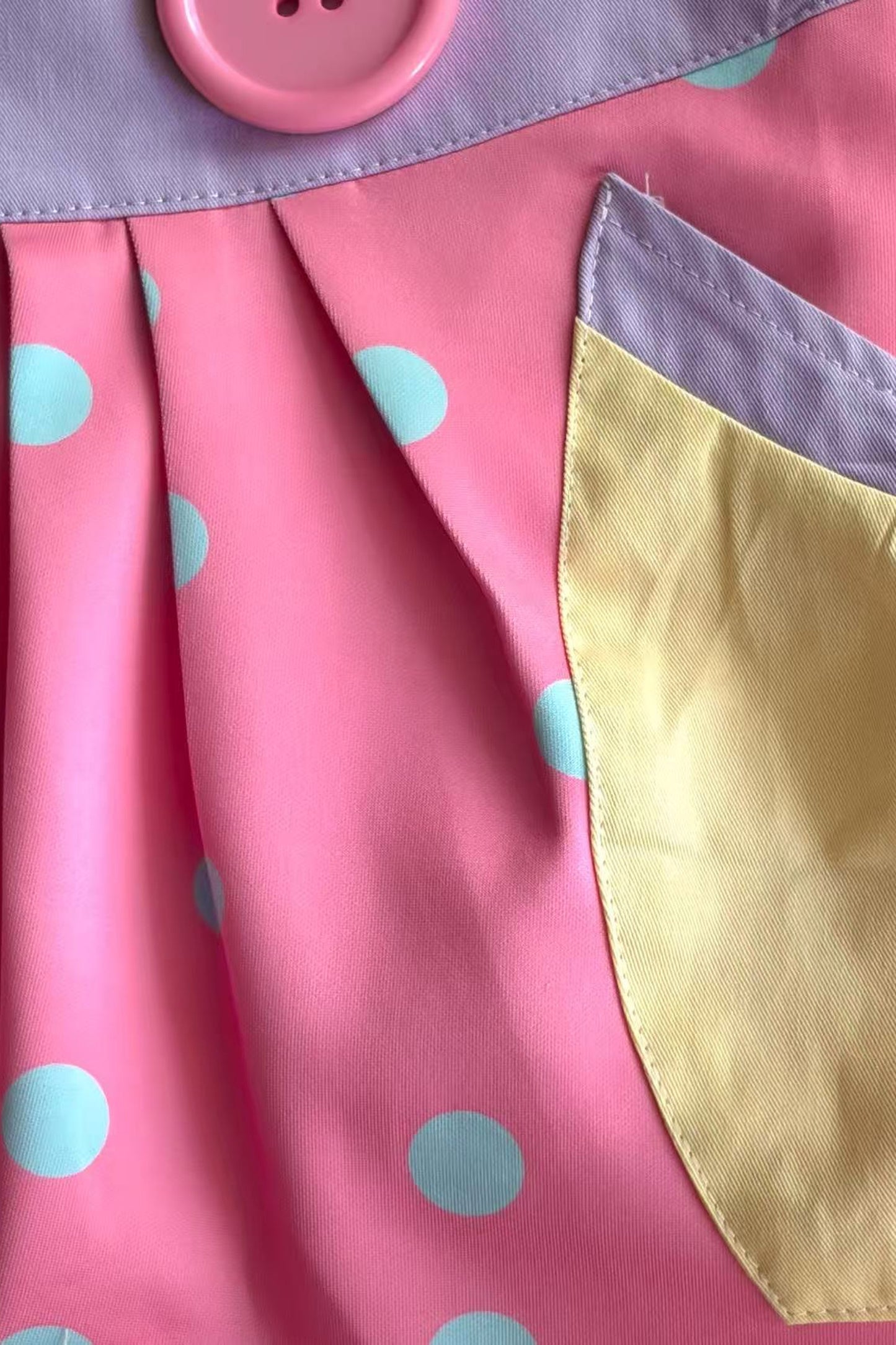 Peach Pink Polka Dot Large Button Low-Waist Skirt