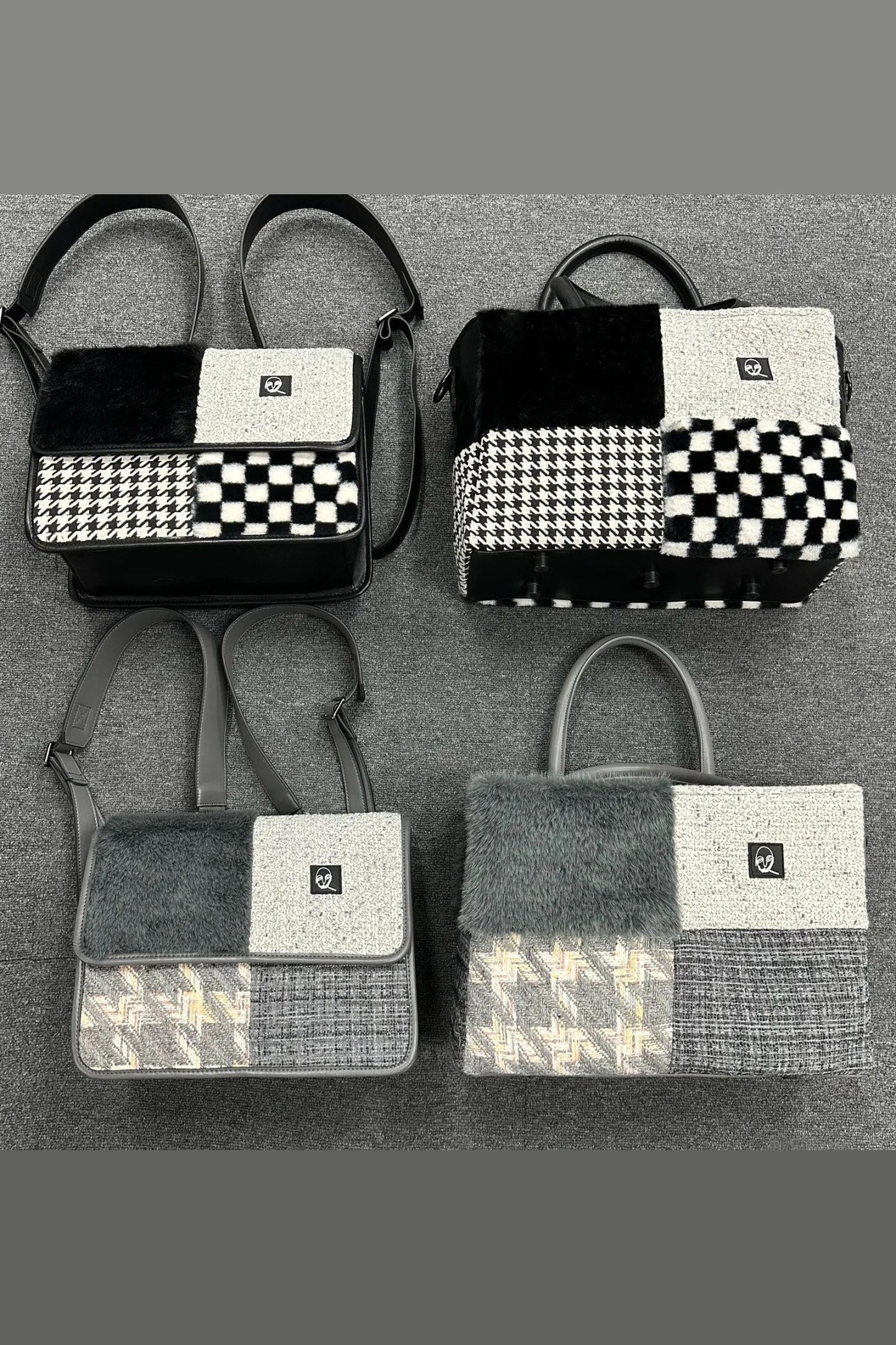 Furry Color-Block Tote Bag