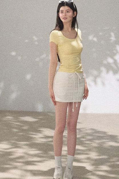 Bright Clouds Linen Skirt