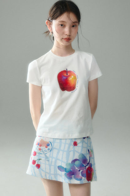Fruit Print Halter Top and Skirt Set-Up