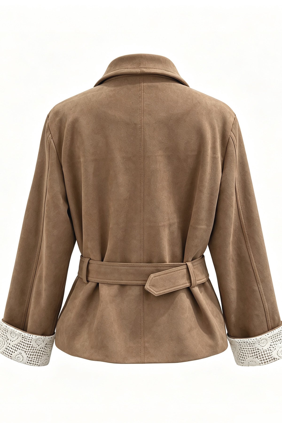 Waist-Cinching Suede Lace Cuffs Jacket