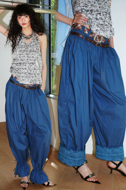 Retro Solid Color Balloon Pants