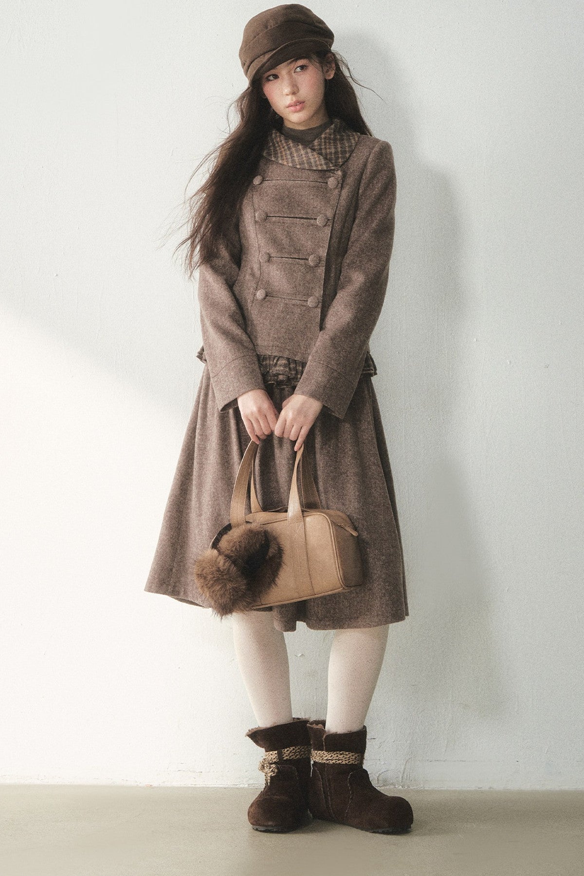 Preppy Double-Breasted Jacket and Skirt Set-Up