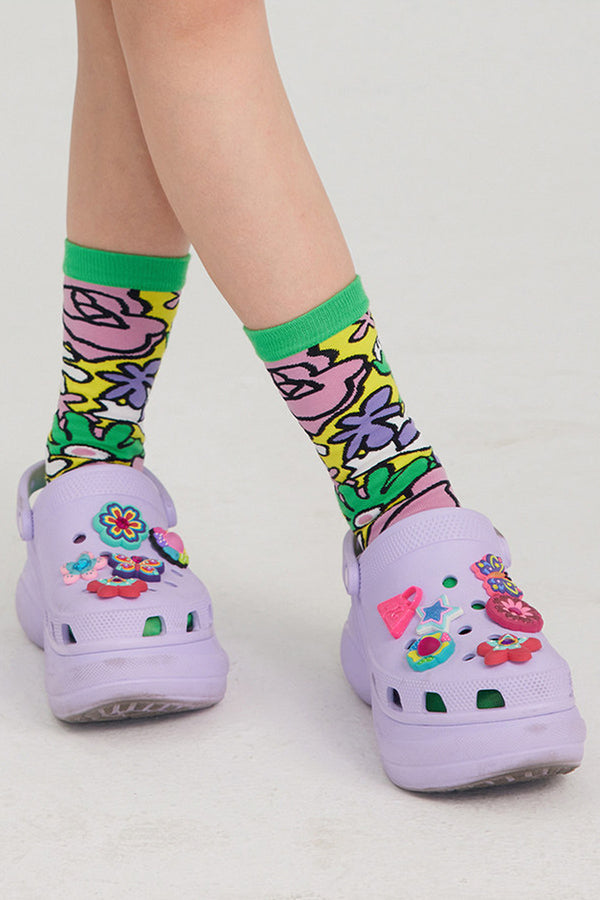 Floral Cotton Mid-Calf Socks