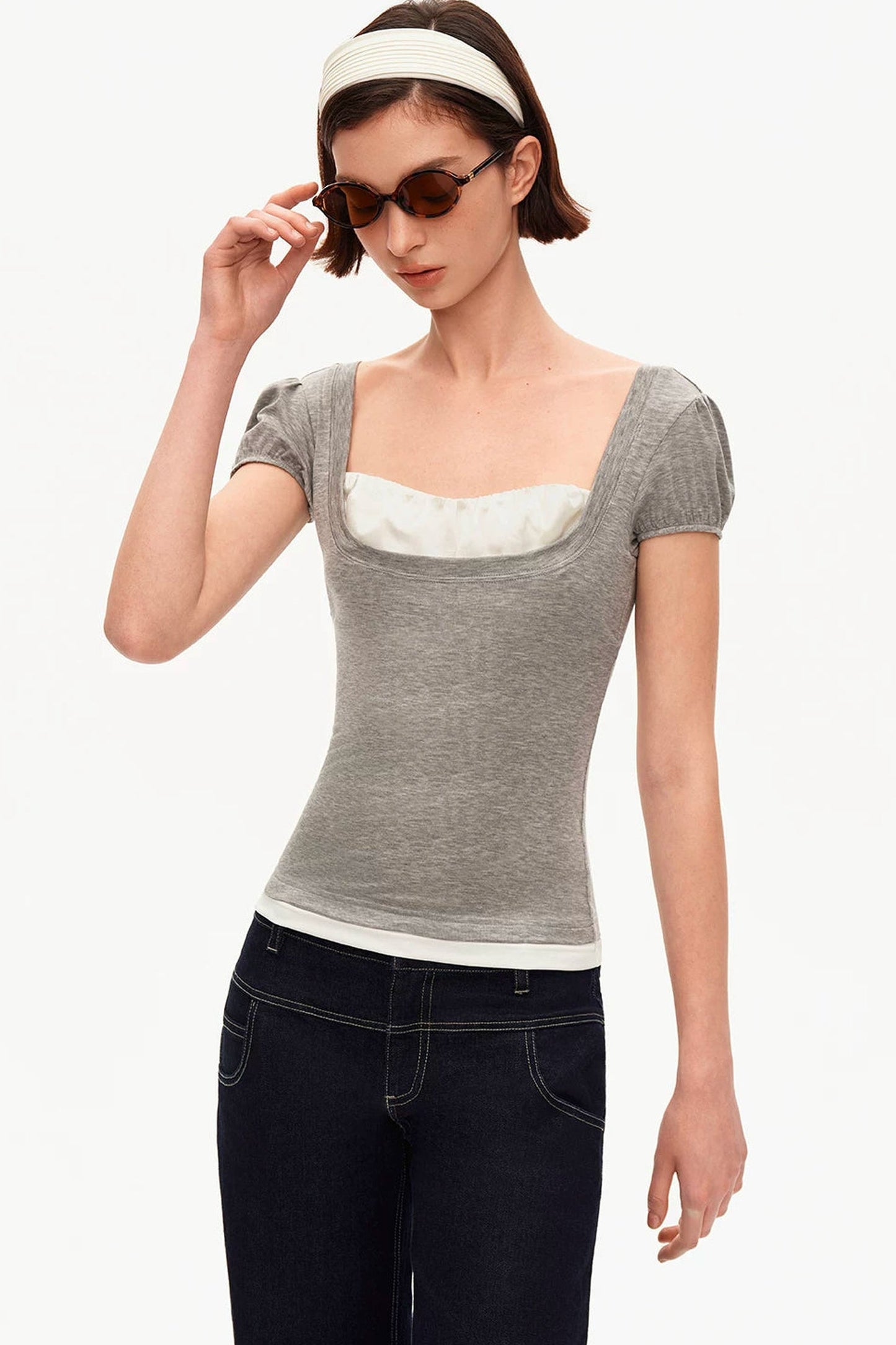 Lyocell Puff Sleeve Knit Top