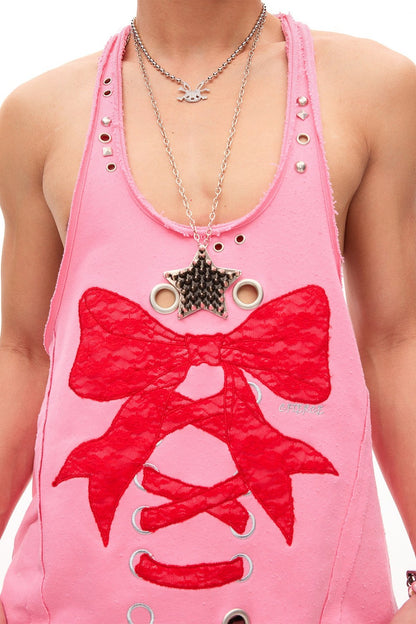 Studded Lace Bow Vest