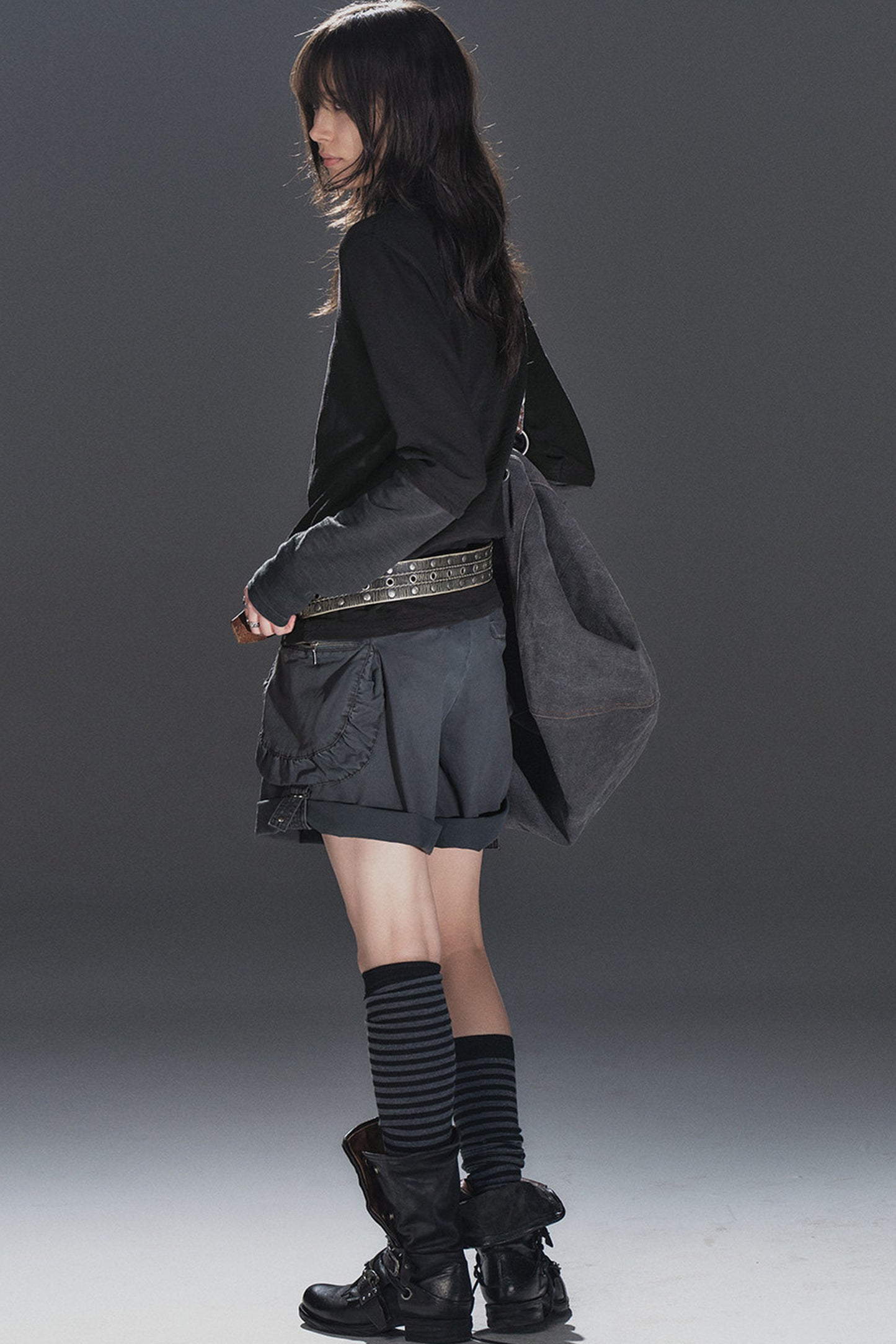 Shorts stile urbano plissettati multi-tasca