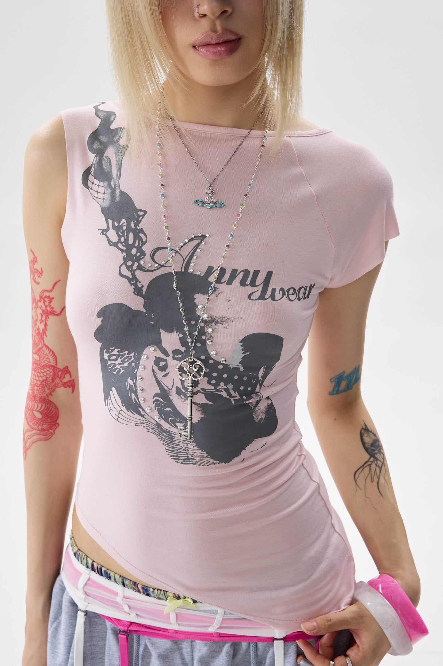 Asymmetrical Rhinestone T-Shirt