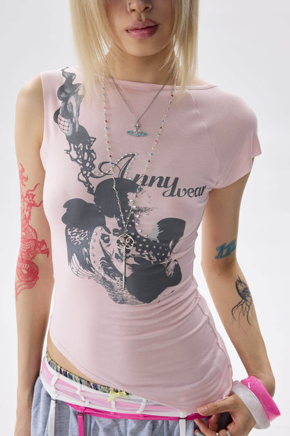 Asymmetrical Rhinestone T-Shirt