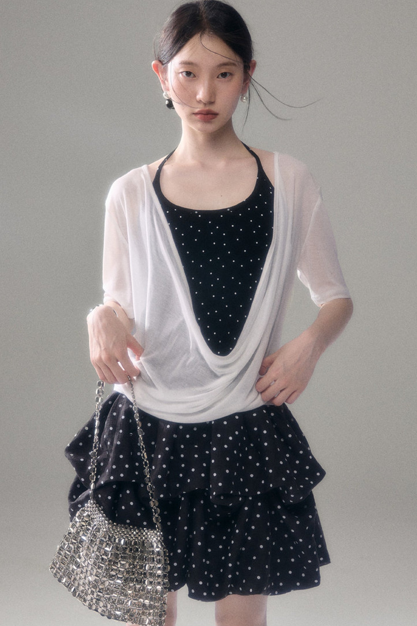 Retro Polka Dot Ruffle Cake Skirt