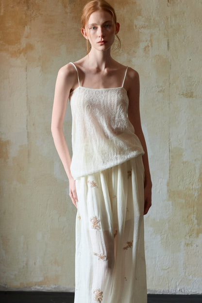 Off-White Wool Jacquard Camisole