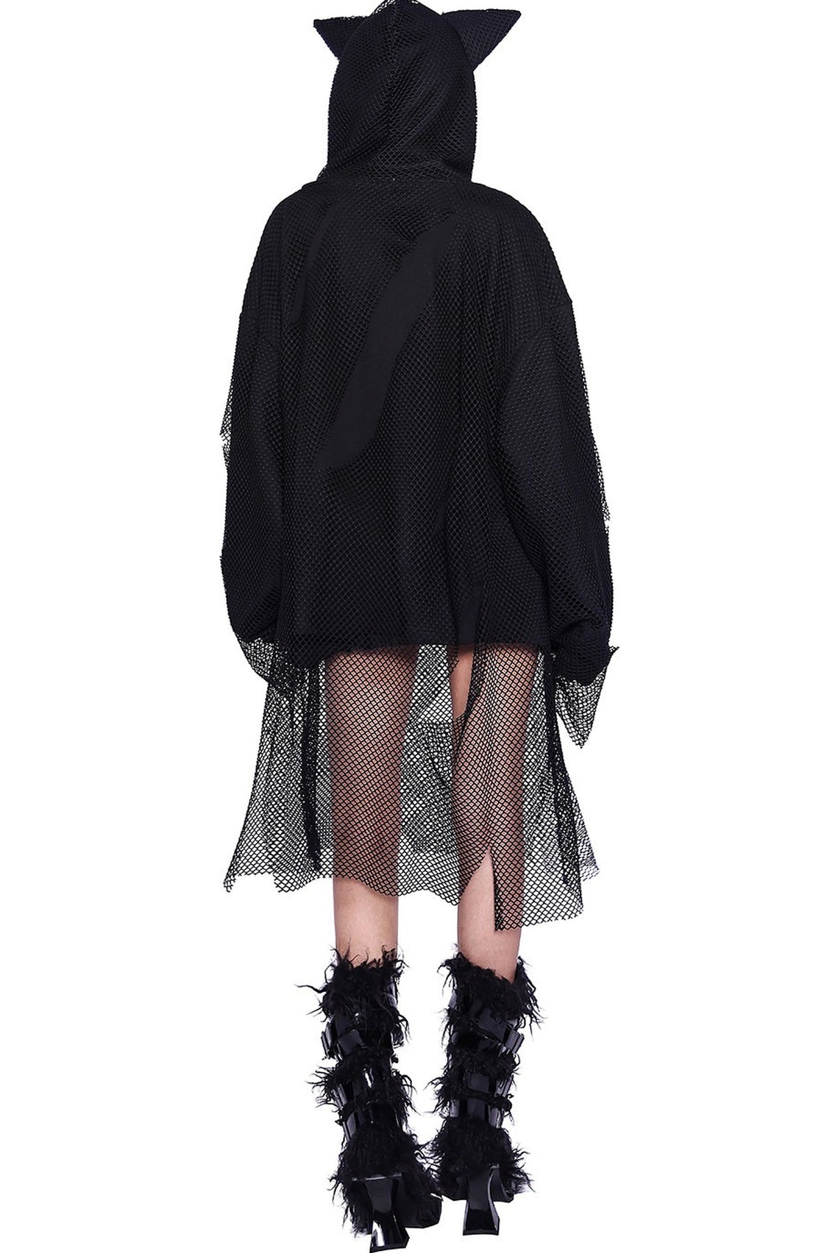 Cat Ear Layered Mesh Hooded Sweatshirt